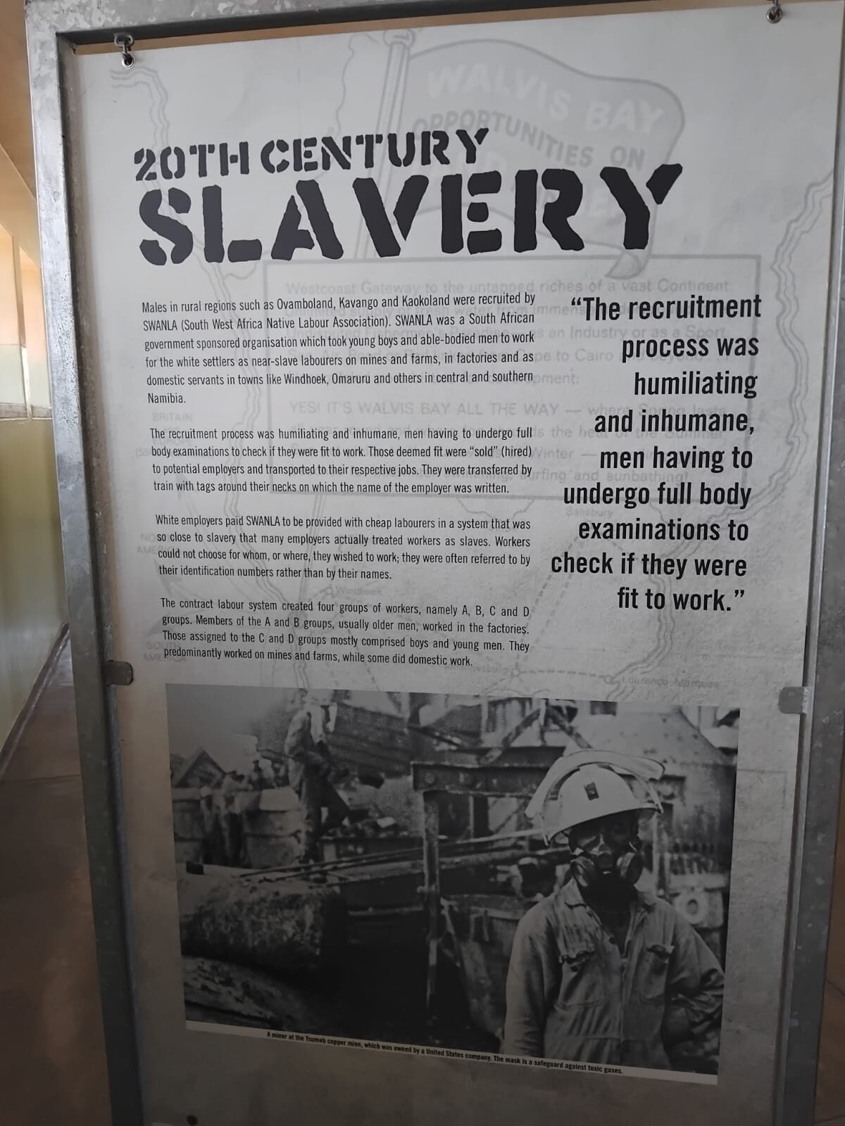Exhibit on twentieth-century slavery at the Robben Island museum