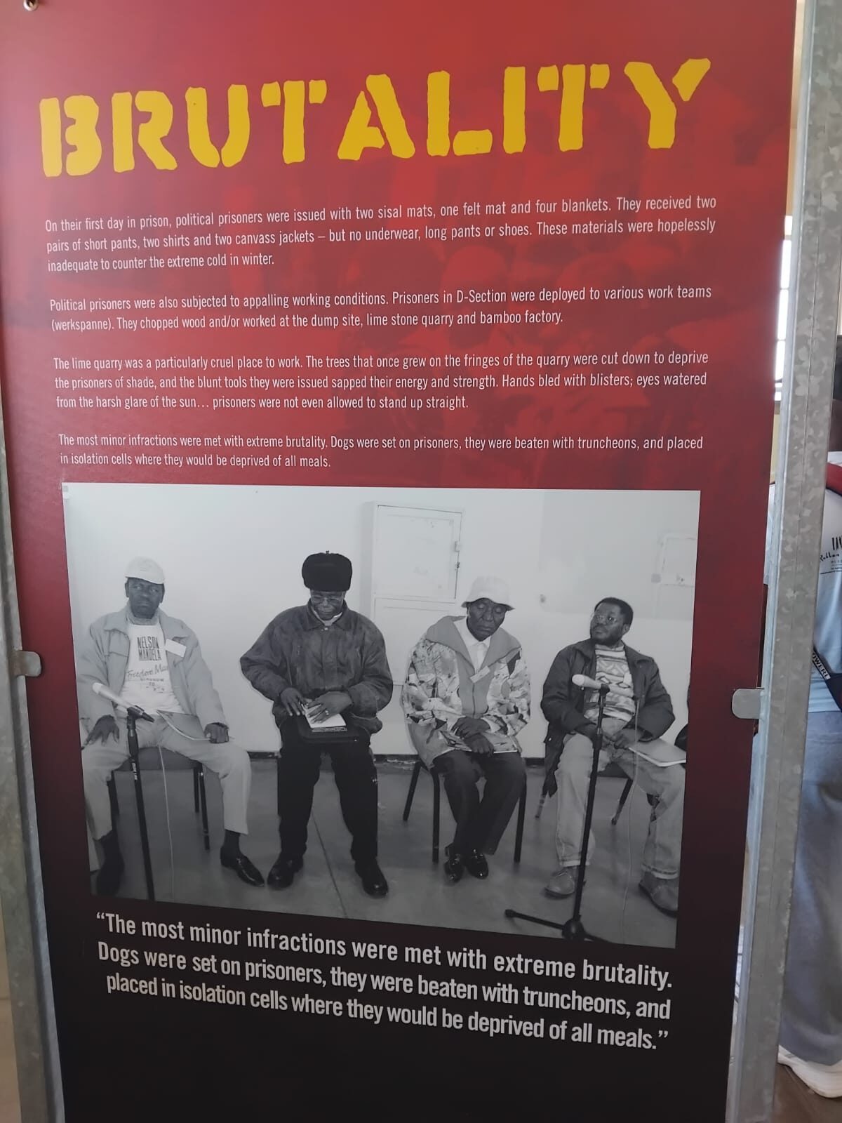 Exhibit on the brutality endured by prisoners on Robben Island